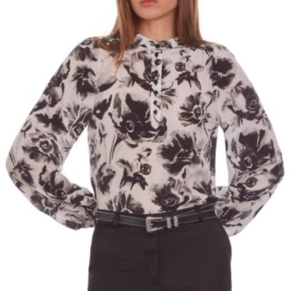 The Kooples‎ Watercolor Garden Silk Top
